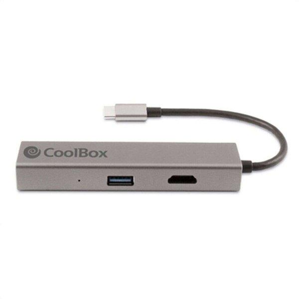 USB elosztó CoolBox Hub miniDOCK4 USB-C Szürke