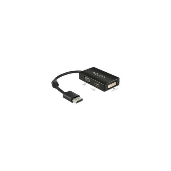 DELOCK Átalakító Displayport 1.1 male > VGA / HDMI / DVI female passzív
fekete