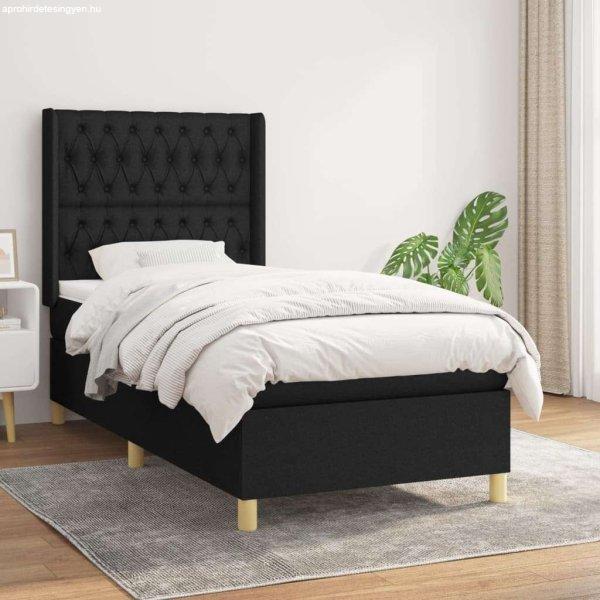 vidaXL fekete szövet rugós ágy matraccal 100 x 200 cm