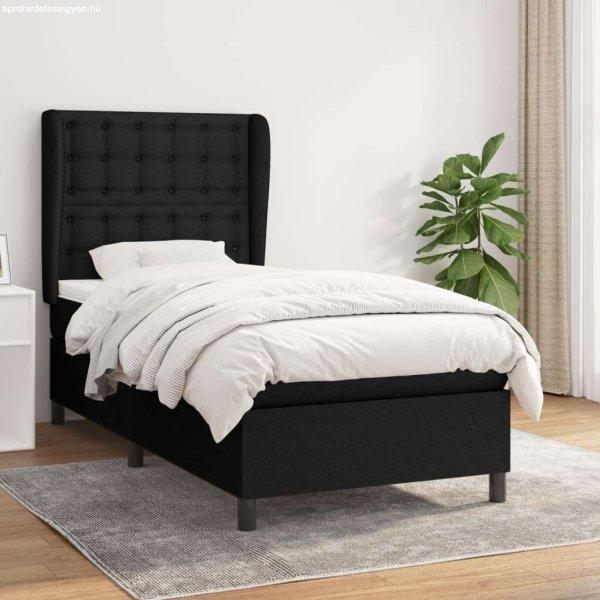 vidaXL fekete szövet rugós ágy matraccal 100 x 200 cm
