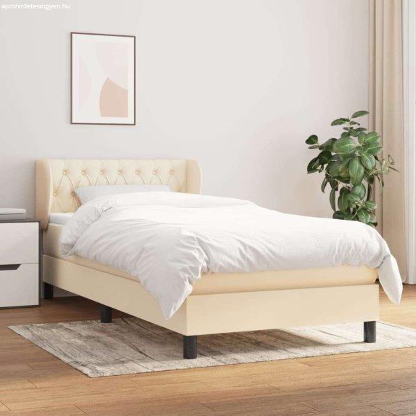 vidaXL krémszínű szövet rugós ágy matraccal 90 x 190 cm