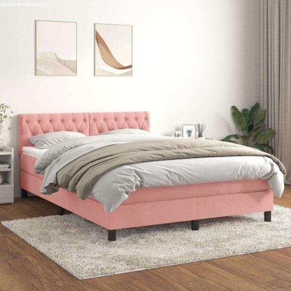 vidaXL rózsaszín bársony rugós ágy matraccal 140x200 cm