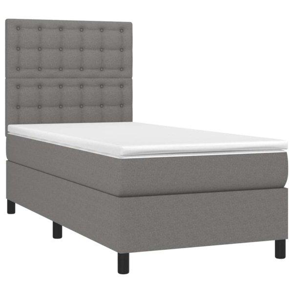 Sötétszürke szövet rugós ágy matraccal 90 x 200 cm