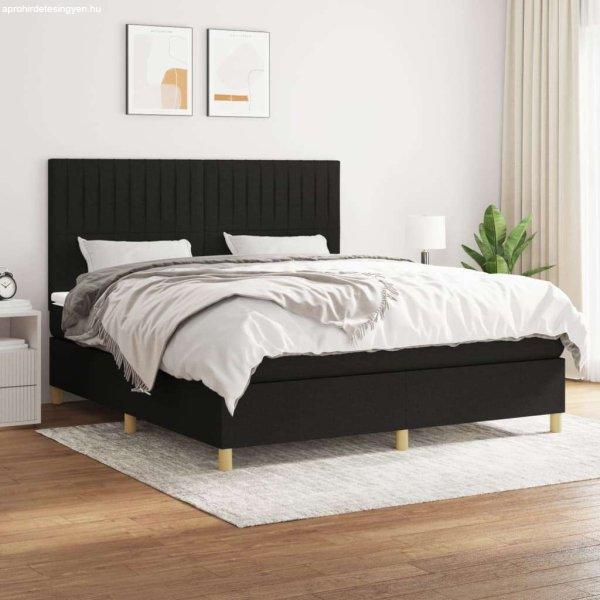 vidaXL fekete szövet rugós ágy matraccal 160x200 cm