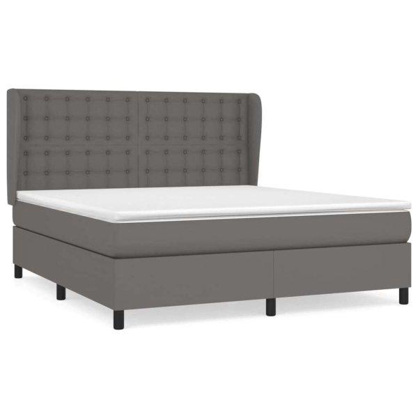 Szürke műbőr rugós ágy matraccal 180 x 200 cm