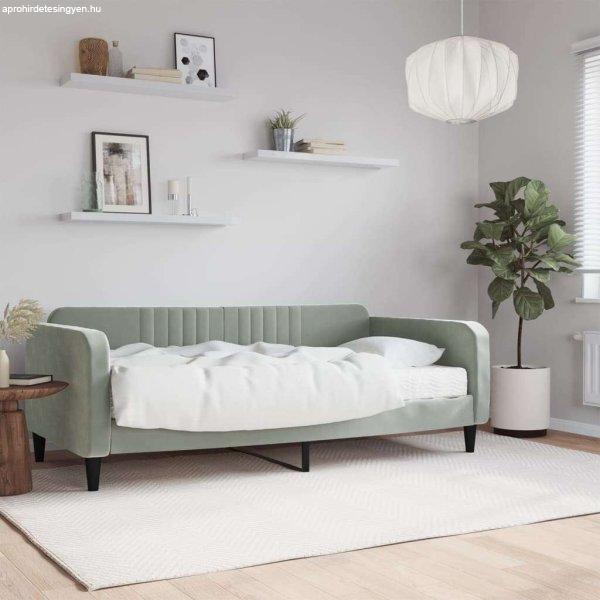 vidaXL világosszürke bársony kanapéágy matraccal 90 x 190 cm
