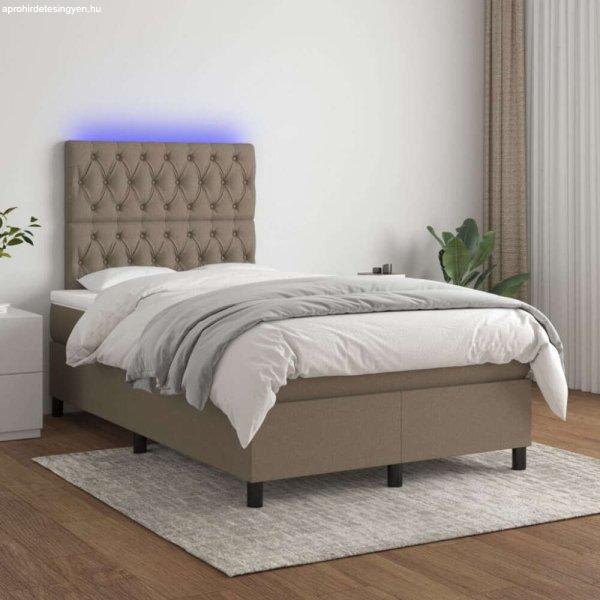 vidaXL tópszínű szövet rugós és LED-es ágy matraccal 120 x 200 cm