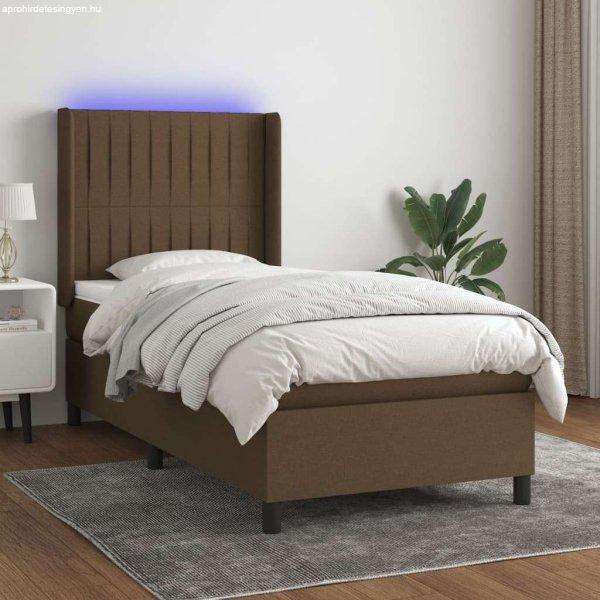 vidaXL barna szövet rugós és LED-es ágy matraccal 80 x 200 cm