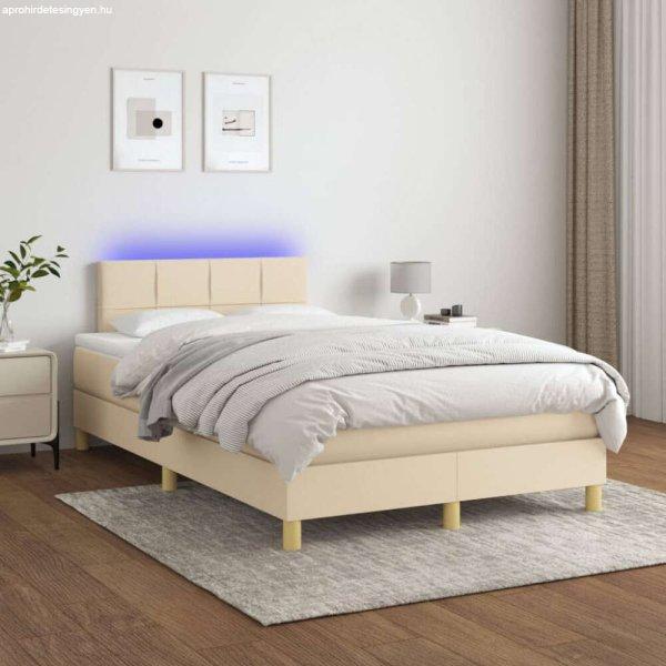 vidaXL krémszínű szövet rugós és LED-es ágy matraccal 120 x 200 cm