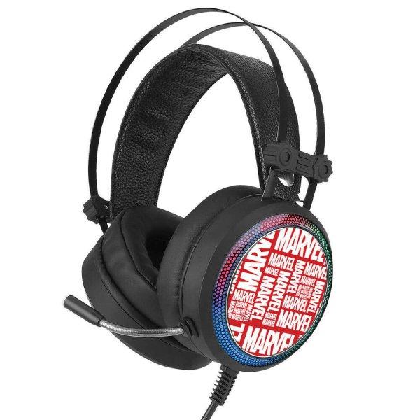 Marvel fejhallgató - Marvel 002 USB-s gamer fejhallgató RGB színes LED
világítással, állítható mikrofonnal piros (MHPGMV002)