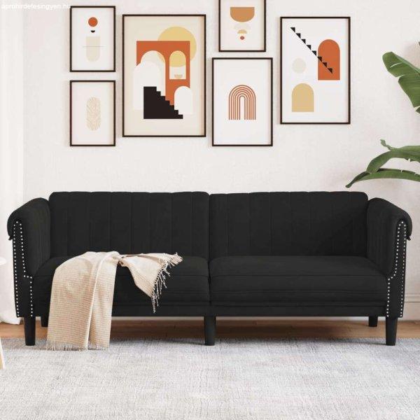 vidaXL fekete 3 személyes bársony kanapé