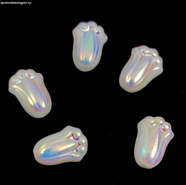 Tulip Bud - cseh préselt üveggyöngy - Alabaster AB - 12x8mm