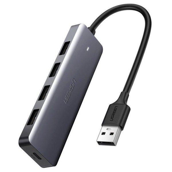 Adapter 4 az 1-ben UGREEN USB Hub 4x USB 3.0 + USB-C (szürke) csatlakozóhoz