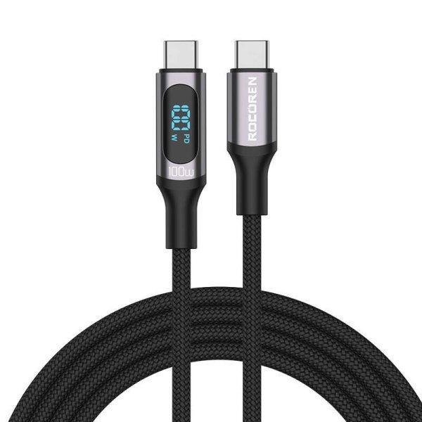 Gyorstöltő kábel Rocoren Digital USB-C - USB-C, PD, 1 m (szürke)
