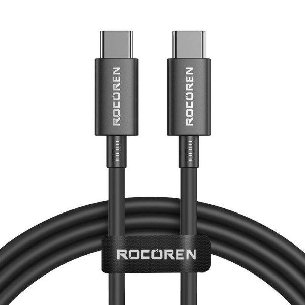 Gyorstöltő kábel Rocoren USB-C - USB-C Simples Series 100 W, 1 m (fekete)