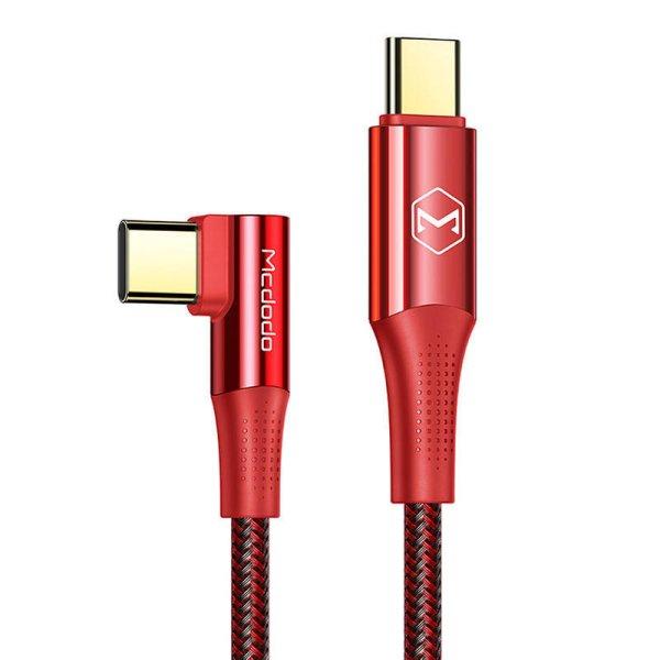 Kábel USB-C – USB-C Mcdodo CA-8321 100 W 90 fokos 1,2 m-es kábel (piros).
