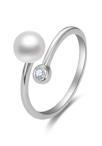 Beneto Nyitott ezüst gyűrű valódi gyöngyökkel
és cirkónium kővel AGG469P