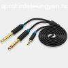 Vention 3.5mm jack/M -> 2*6.5mm jack/M, 1m, (TRS, fekete,