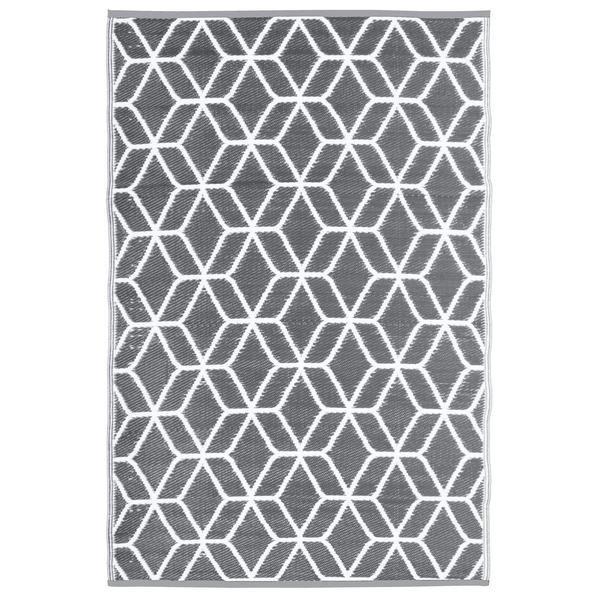 Kültéri szőnyeg, szürke-fehér kocka mintával OC25