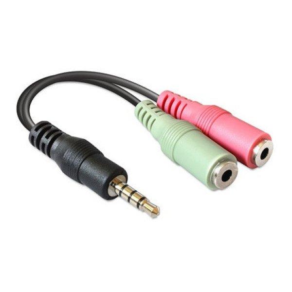 Delock Jack stereo 3,5mm (4pin) -> 2db Jack stereo 3,5mm (3pin) M/F adapter
0.1m fekete
