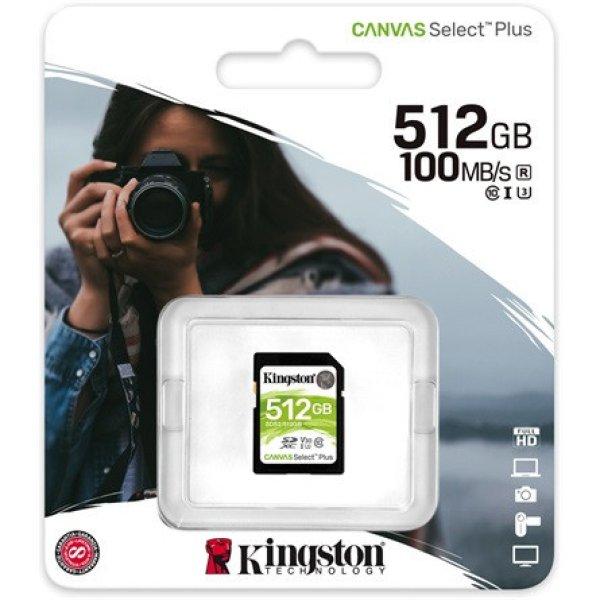 Kingston 512GB Canvas Select Plus Class 10 UHS-1 SDXC memóriakártya