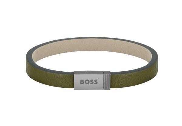 Hugo Boss Modern khaki bőr karkötő Jace 1580338 17,5 cm