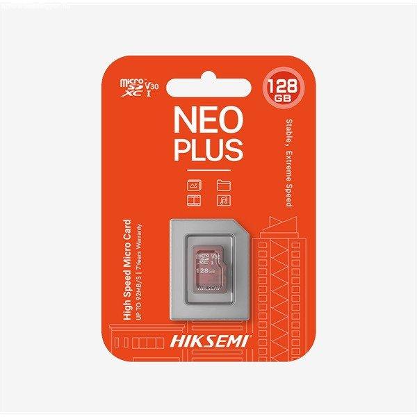 Hikvision HIKSEMI MicroSD kártya - NEO PLUS 128GB microSDXC™, Class 10 and
UHS-I, TLC (adapter nélkül)