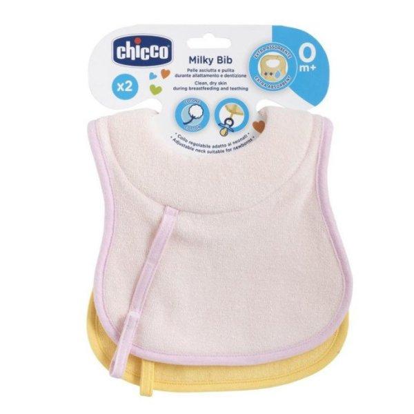 Chicco Milky Bib előke nedvszívó nyakrésszel és cumipánttal - 2 db
szivacsbetétes előke, lányos