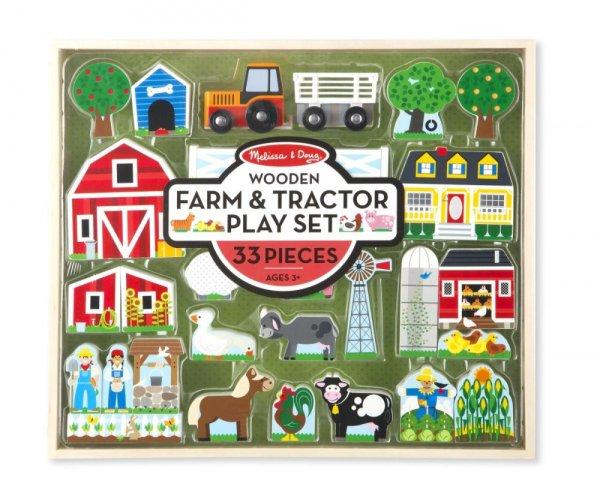 Melissa & Doug fa építőjáték, farm és traktor