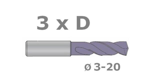 3xD keményfém csigafúró TiAlN.D16