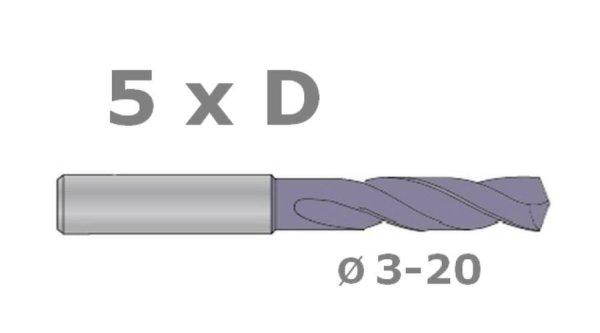 5xD keményfém csigafúró TiAlN.D3,1