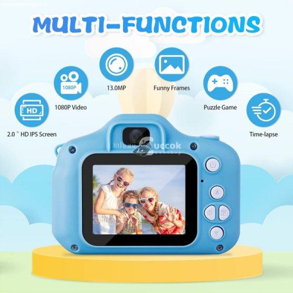 digitális kamera gyerekeknek - 13MP, 4x optikai zoom - Kék