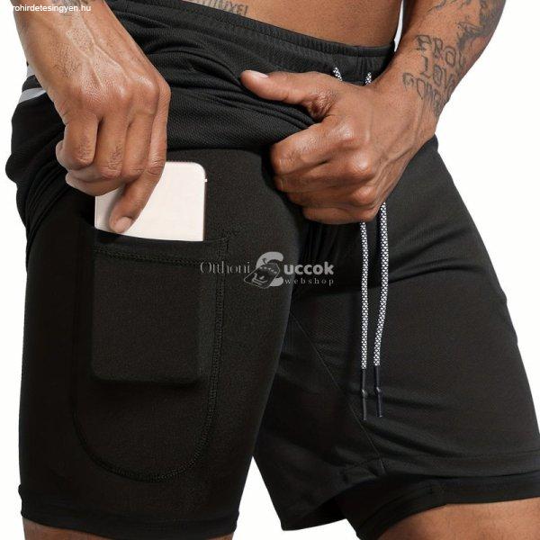 Gyorsan száradó sport rövidnadrág férfiaknak - Fekete