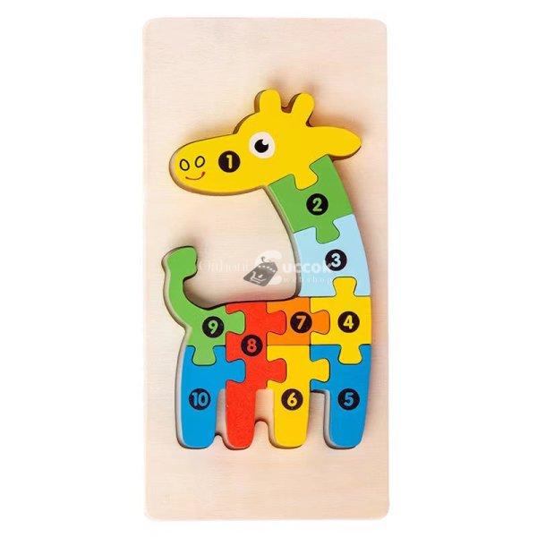 3D-s Montessori fa puzzle játék - -Zsiráf
