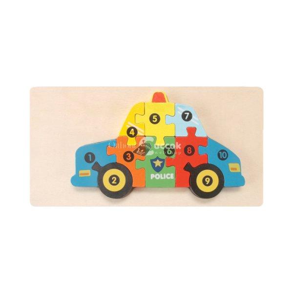 3D-s Montessori fa puzzle játék - - Rendőrautó