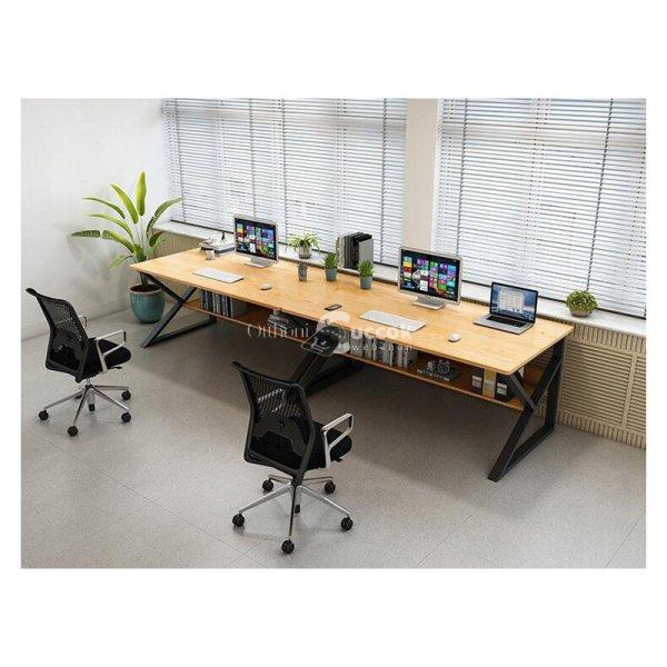 Modern irodai számítógépasztal 100x60cm méretben, polccal - - Fehér barna