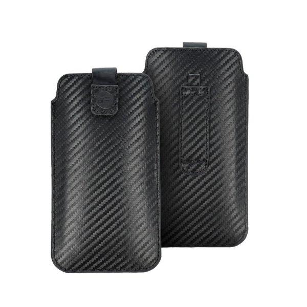 Forcell Pocket fekete carbon mintás beledugós tok iPhone 12 / 12 Pro / Samsung
Note / Note 2 / Note 3