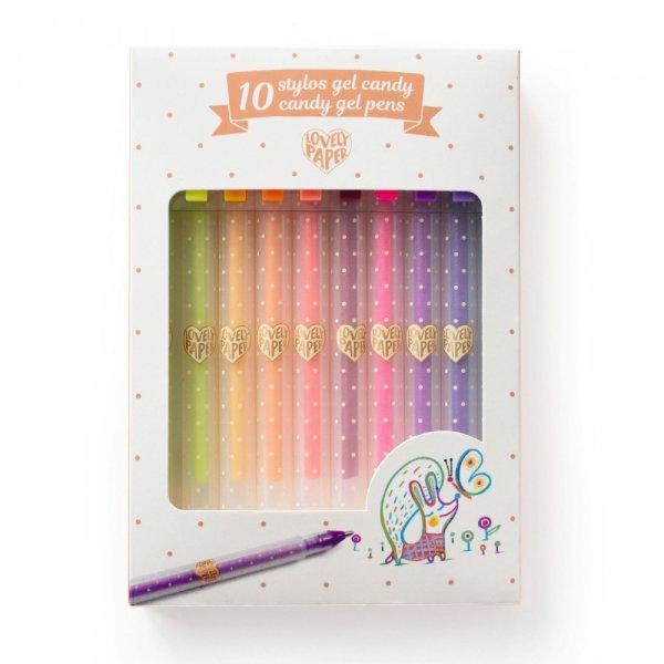 Djeco: Lovely Paper Zseléstoll készlet - 10 pasztell szín - 10 candy gel pens