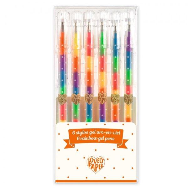 Djeco: Lovely Paper Zselés toll készlet - 6 szivárvány színben - 6 rainbow
gel pens