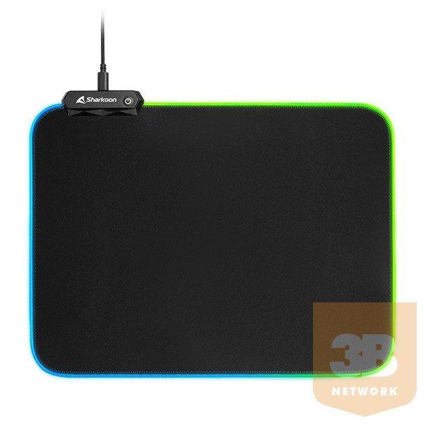 Sharkoon Egérpad - 1337 Gaming Mat RGB V2 360 (360 x 270 x 3 mm, RGB LED,
lecsatlakoztatható USB kábel, fekete)