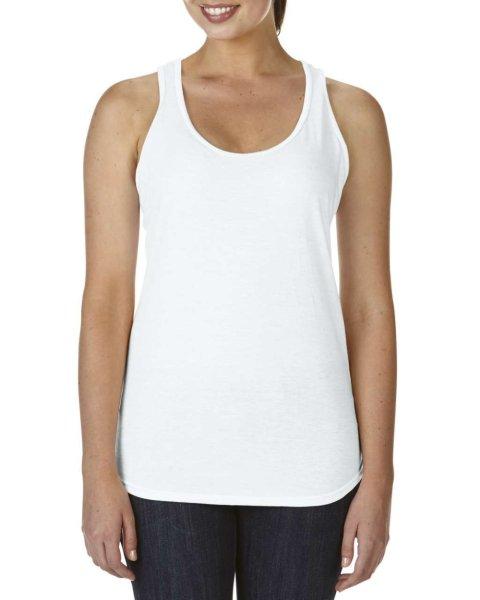 ANL6751 ívelt aljjú sporthátú ujjatlan női póló-trikó Anvil, White-L