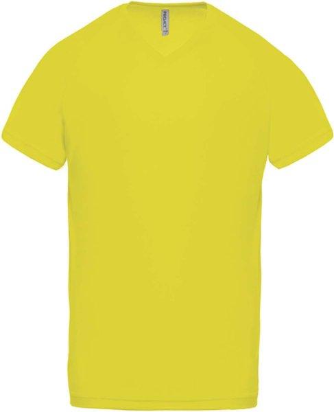 PA476 V-nyakú férfi rövid ujjú sportpóló Proact, Fluorescent Yellow-XS