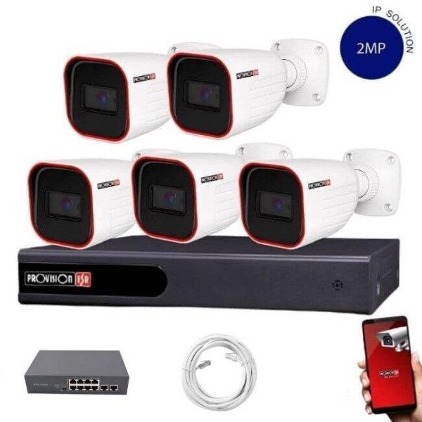 Provision 5 biztonsági kamerás IP kamera rendszer 2MP