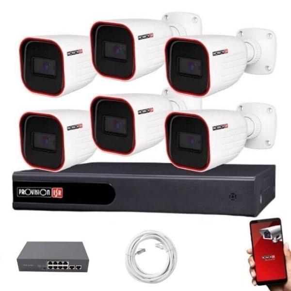 Provision 6 biztonsági kamerás IP kamera rendszer 2MP