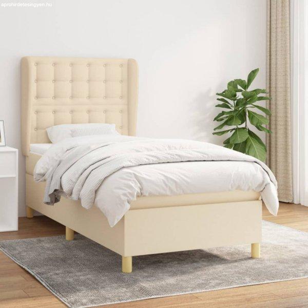 Krémszínű szövet rugós ágy matraccal 80 x 200 cm