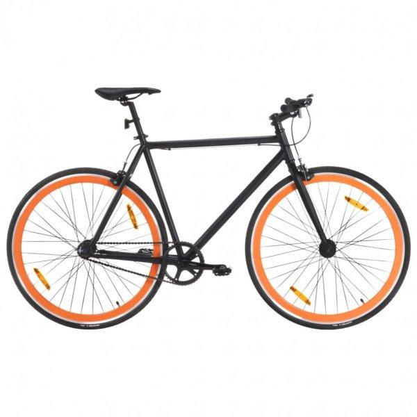 Fekete és narancssárga örökhajtós kerékpár 700c 55 cm