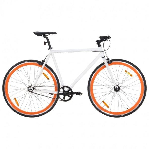 Fehér és narancssárga örökhajtós kerékpár 700c 51 cm
