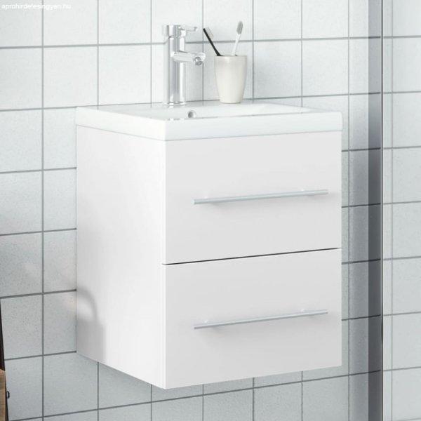 Fehér fürdőszobai mosdószekrény beépített mosdókagylóval