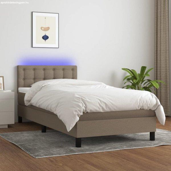 Tópszínű szövet rugós és LED-es ágy matraccal 80 x 200 cm