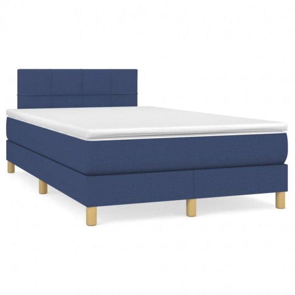 Kék szövet rugós és LED-es ágy matraccal 120x190 cm